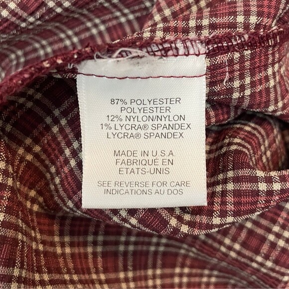 Talbots Plaid Red Tan Sleeveless Jumper Dress Plaid 10 Petite Made in USA - Picture 11 of 12